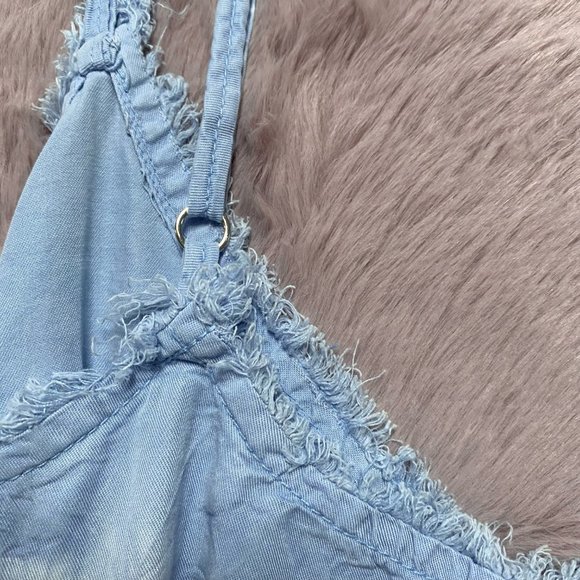 Dex blue & white frayed edge summer tank top - Picture 5 of 6